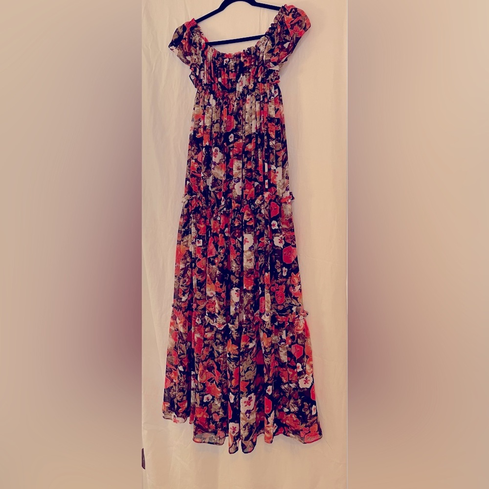 Red Dress, Size L, Tiered Dress
